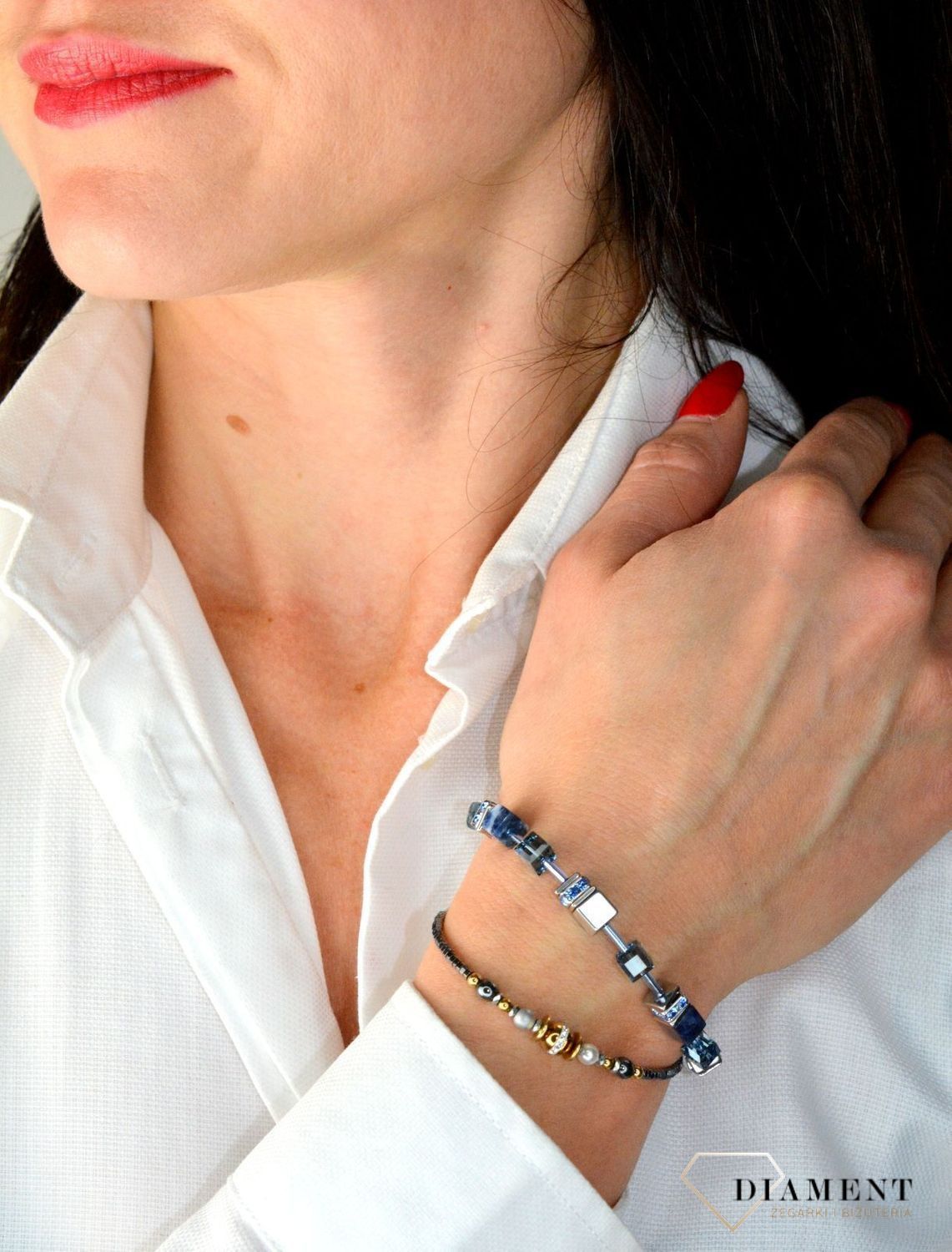 Bransoletka damska Swarovski Coeur De Lion z kuleczką i kryształami 5049301216.jpg