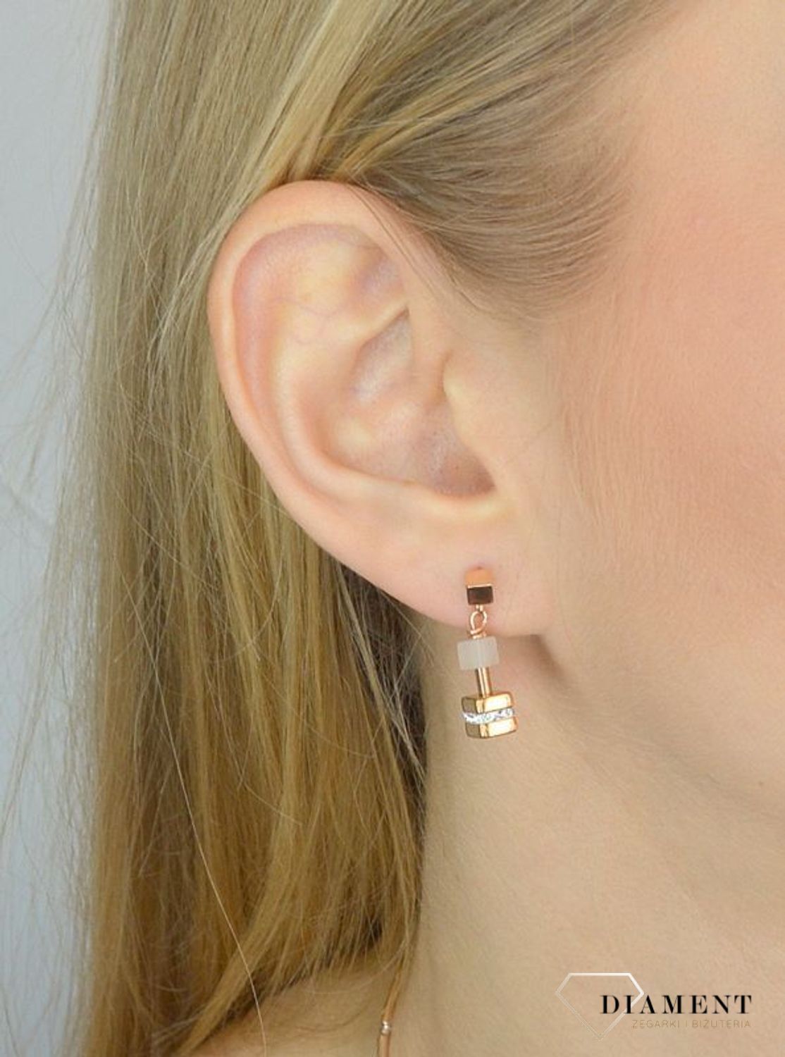 Kolczyki srebrne wiszące Coeur de Lion hematyt 5058211910 Piękne kolczyki srebrne wiszące Coeur de Lion.jpg