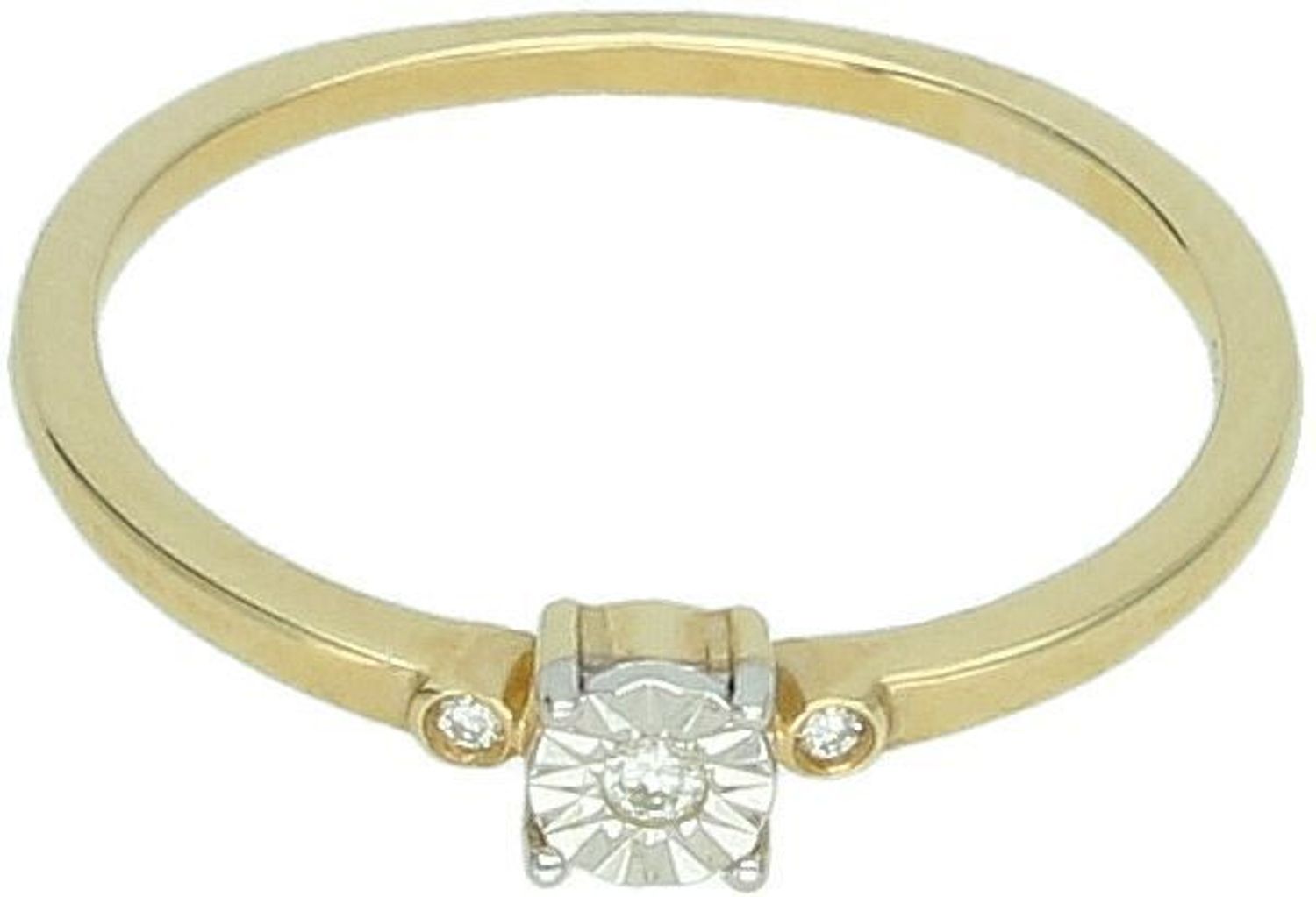 Złoty pierścionek z trzema diamentami – żółte złoto 585, 0,02 ct  Kod 50586846 BPI2905  Rozmiar 10..jpg