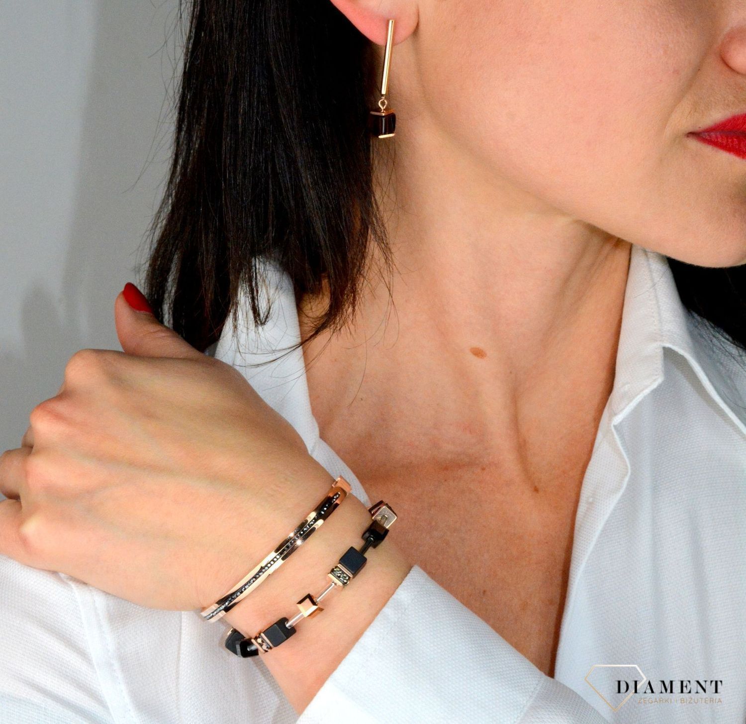 Kolczyki damskie Swarovski Coeur De Lion kamienie naturalne, różowe złoto 5059211100.jpg