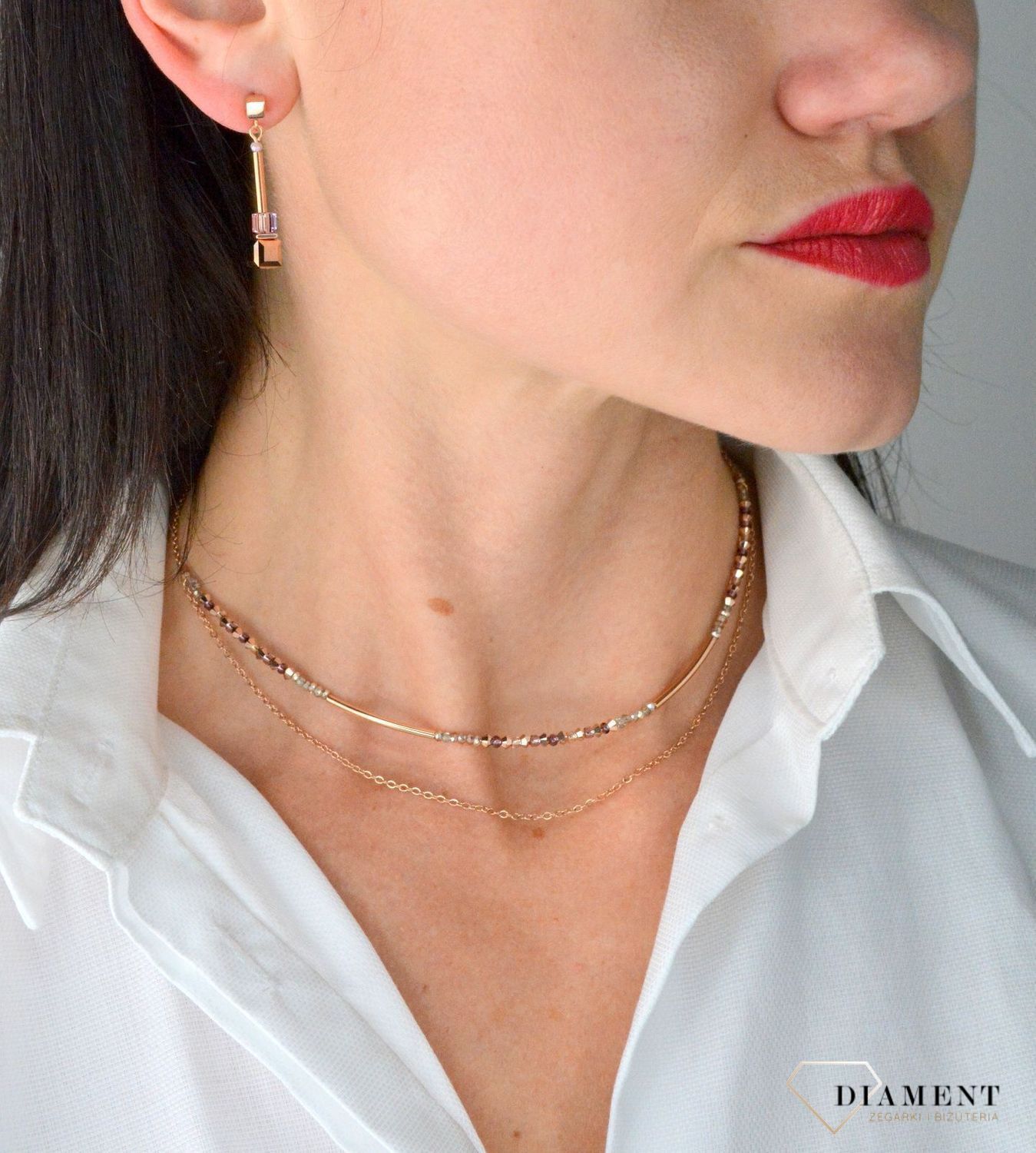 Naszyjnik damski Swarovski Coeur De Lion Naszyjnik podwójny z drobnych kryształków Liliowy 507310082 (1).jpg