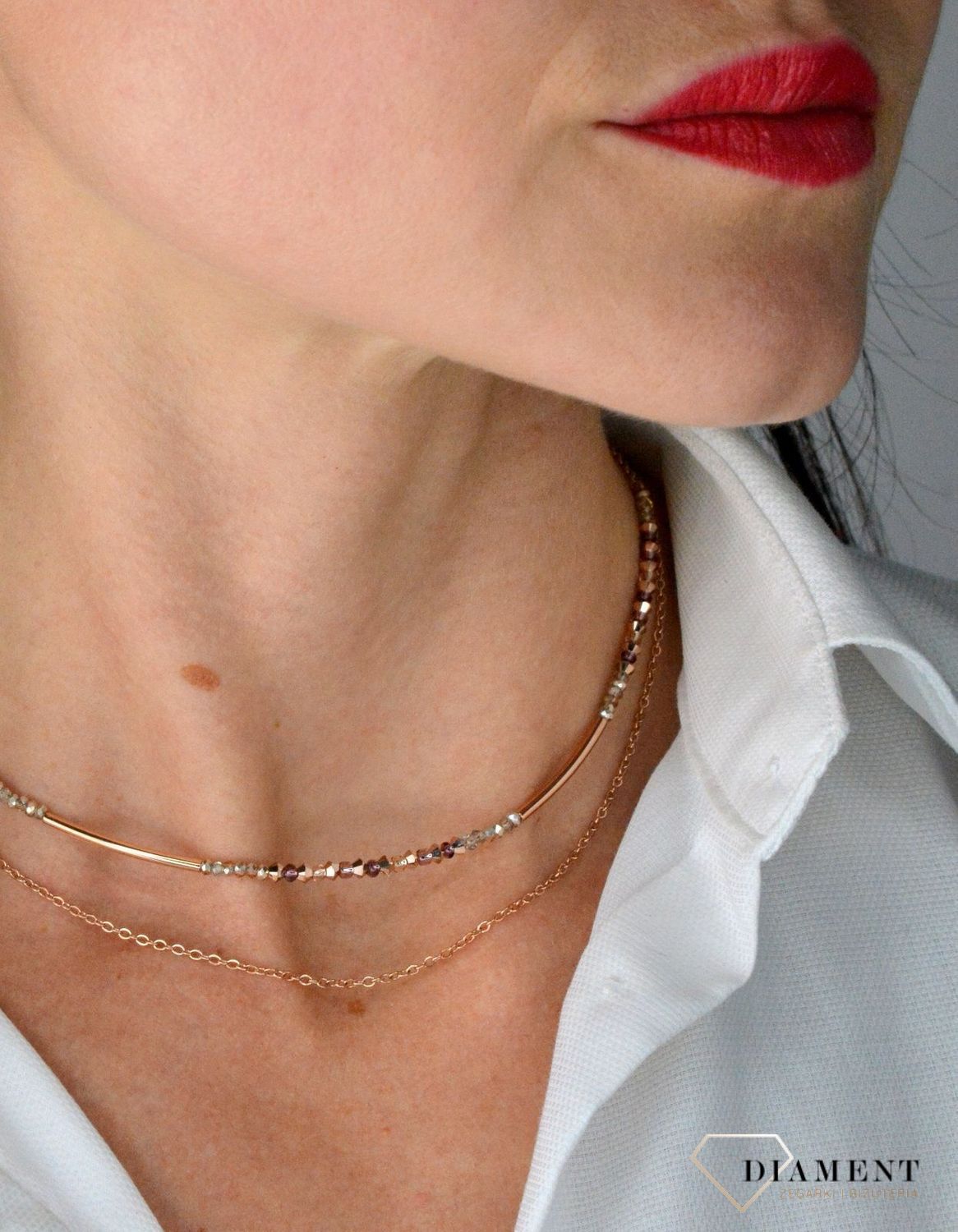 Naszyjnik damski Swarovski Coeur De Lion Naszyjnik podwójny z drobnych kryształków Liliowy 507310082 (1).jpg