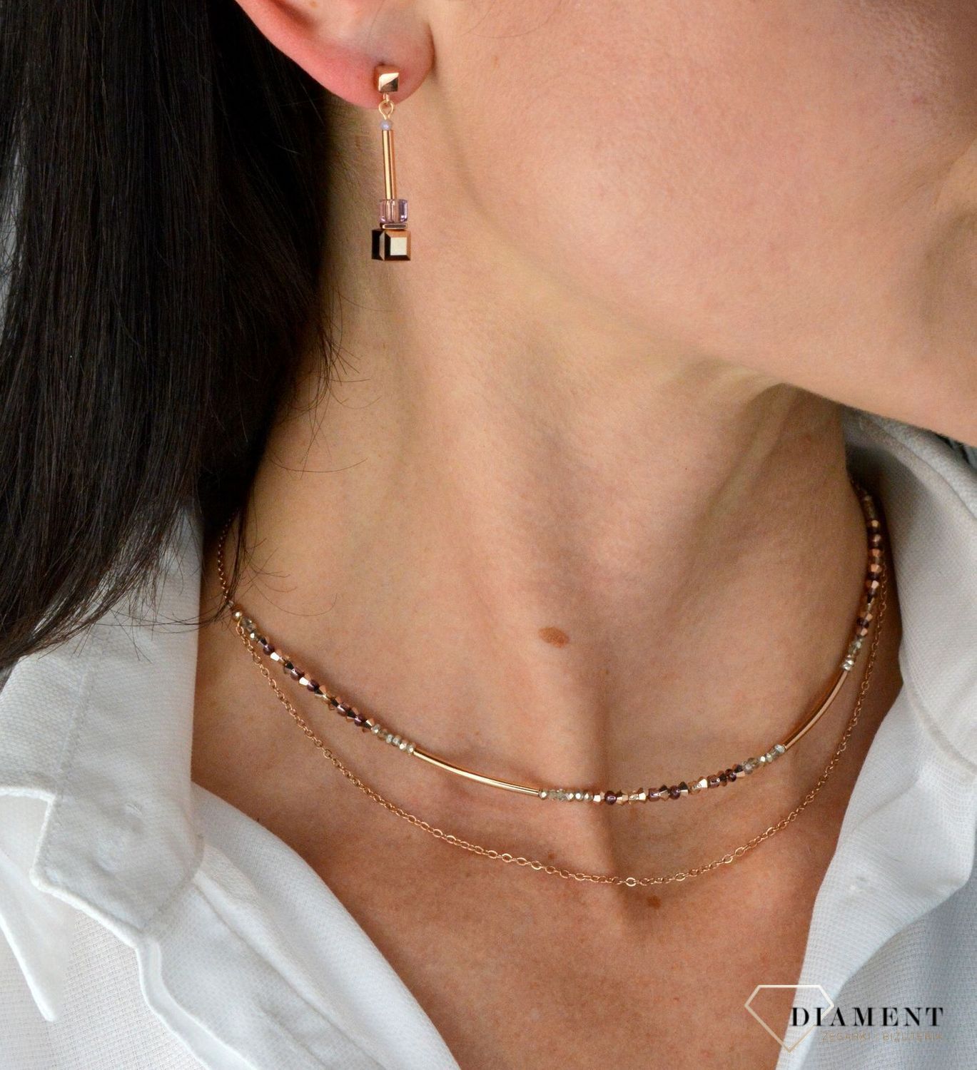 Naszyjnik damski Swarovski Coeur De Lion Naszyjnik podwójny z drobnych kryształków Liliowy 507310082 (1).jpg