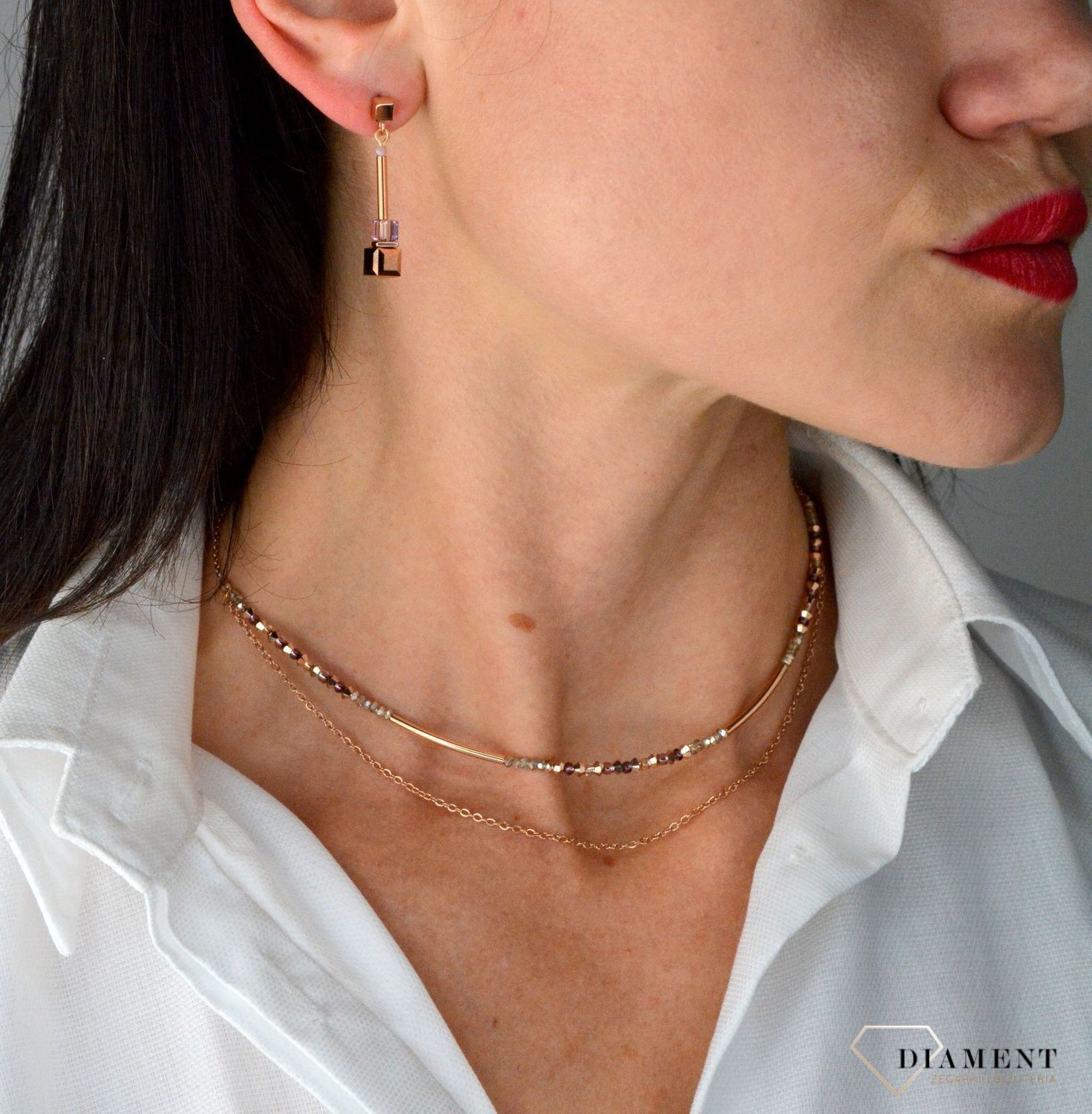 Naszyjnik damski Swarovski Coeur De Lion Naszyjnik podwójny z drobnych kryształków Liliowy 507310082 (1).jpg