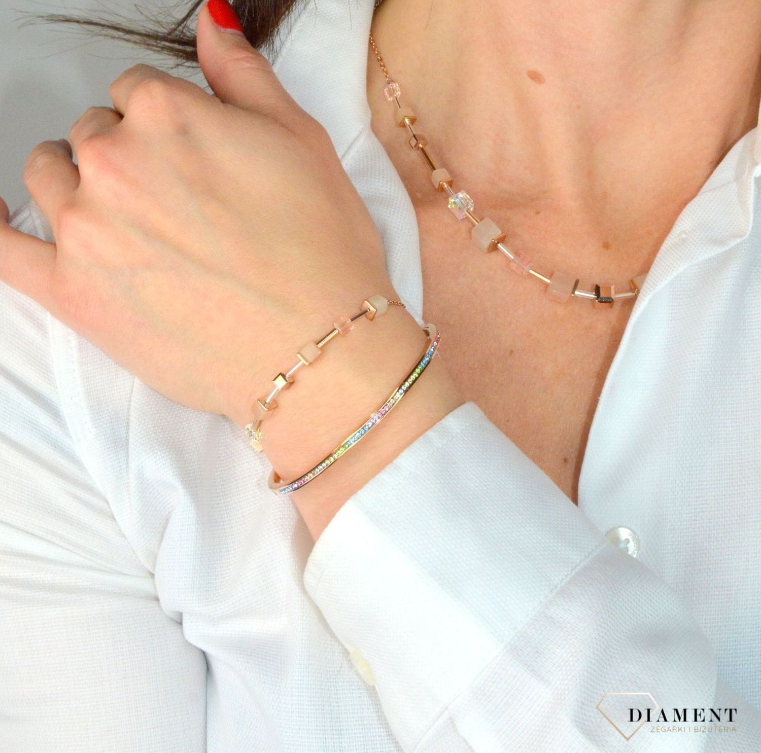 Bransoletka damska Swarovski Coeur De Lion z kryształków Brzoskwiniowa 5074300235.jpg