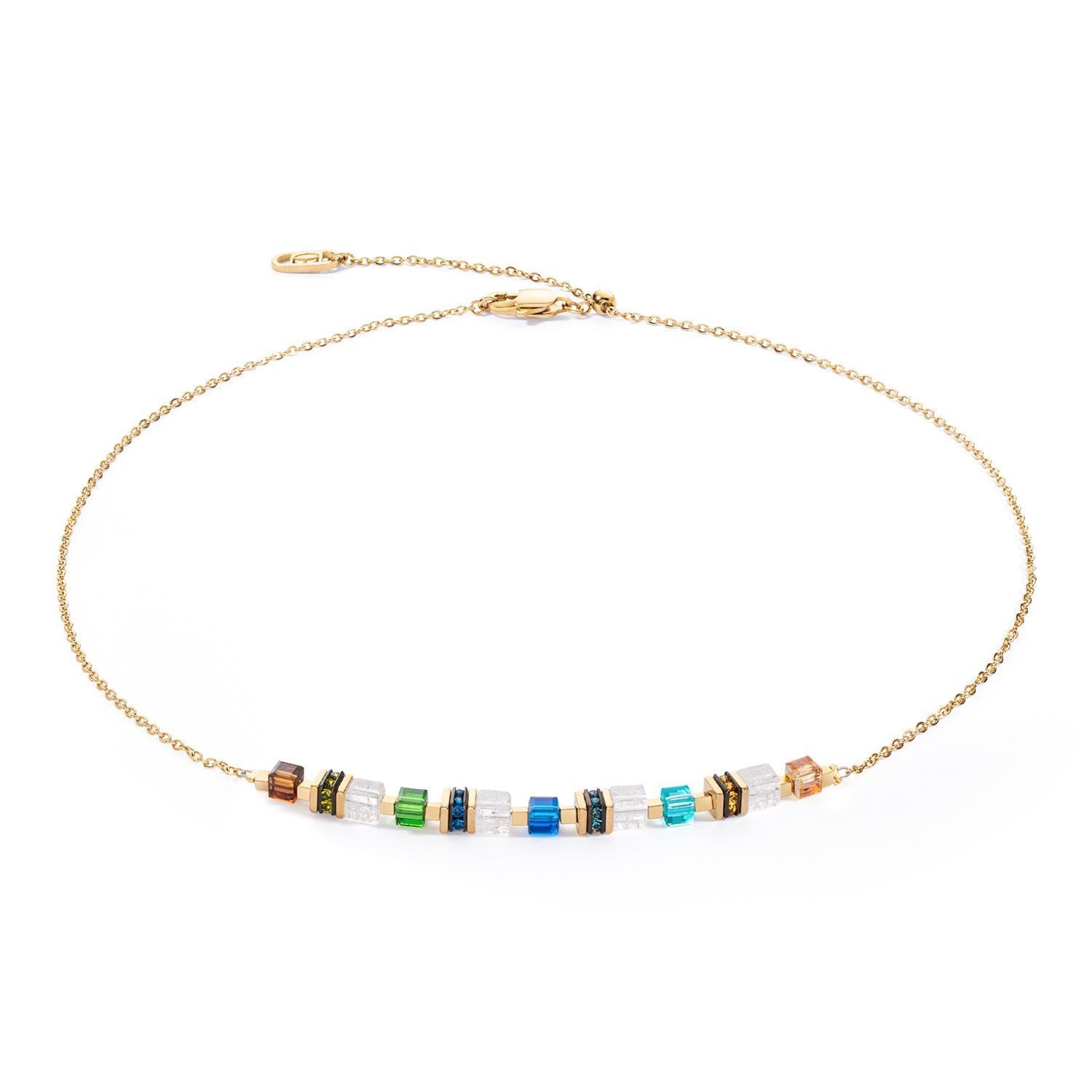 Naszyjnik damski Coeur de Lion Mini Cubes & Chain kolorowo-złoty 5076101516 (2).jpg