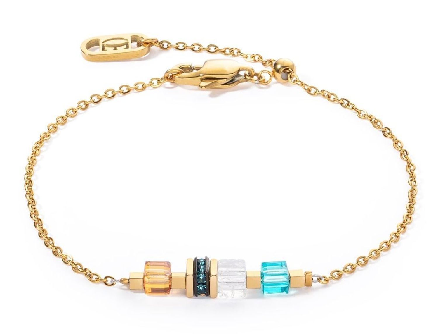 Bransoletka damska Swarovski Coeur de Lion Bracelet Mini Cubes & Chain złoto-kolorowa 5076301516. Bransoletka damska z kamieniami. Bransoletka damska stalowa. Bransoletka Coeur de Lion na prezent dla kobiety. Bransoletka damska .jpg