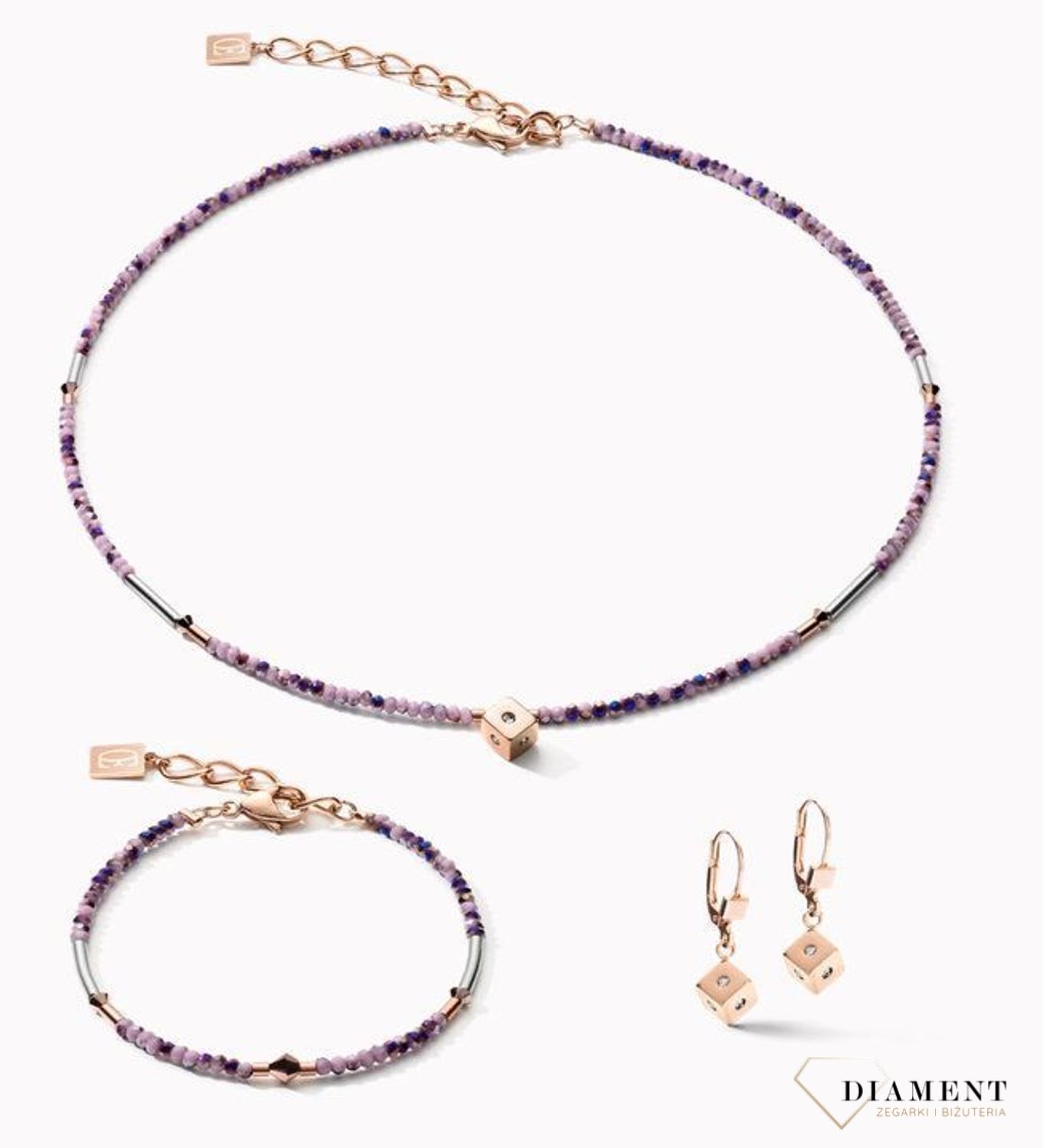 Naszyjnik damski Swarovski Coeur De Lion kryształowe ametystowo-różowe złoto 5080100846.jpg