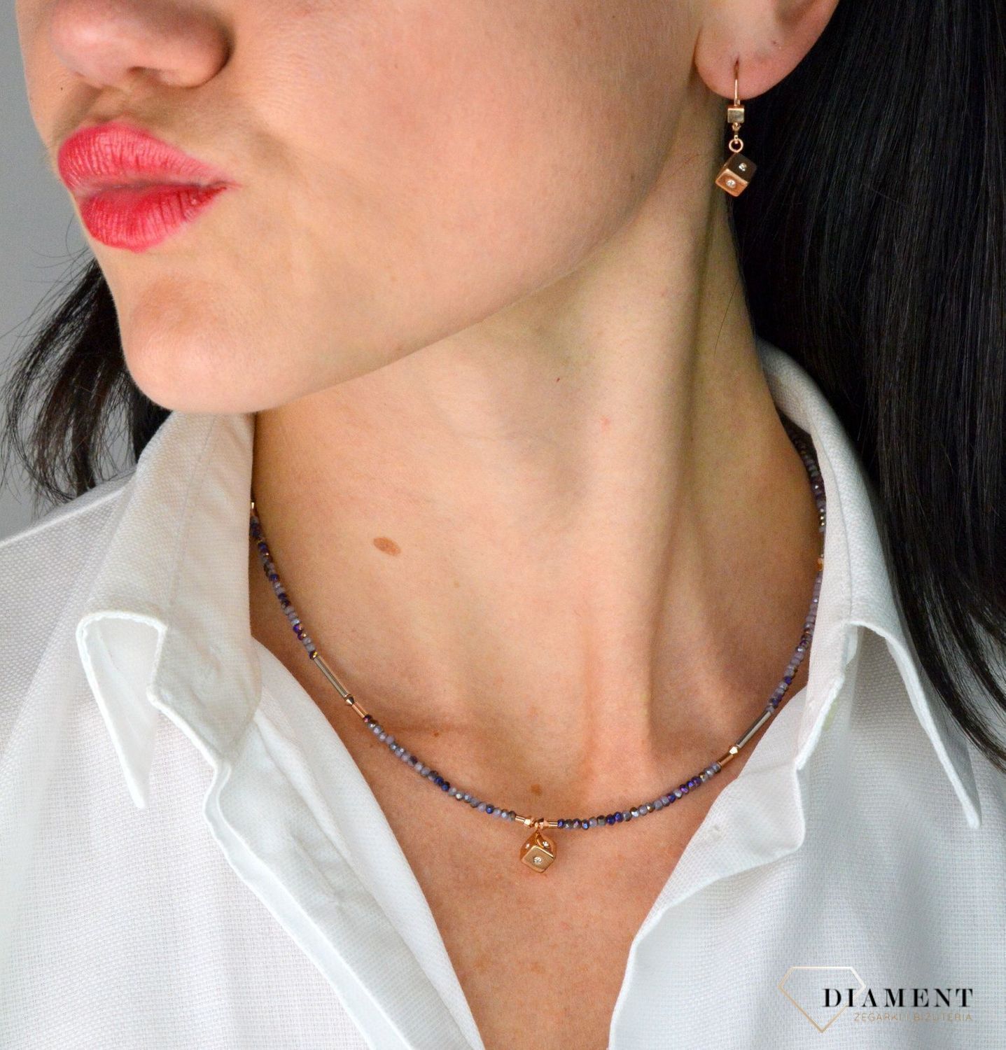 Naszyjnik damski Swarovski Coeur De Lion kryształowe ametystowo-różowe złoto 5080100846.jpg