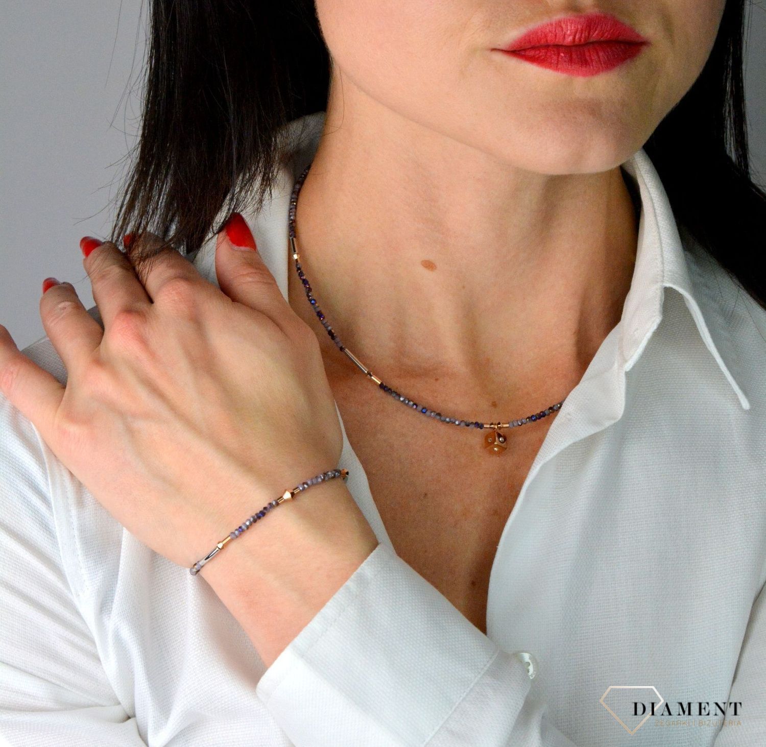 Bransoletka damska Swarovski Coeur De Lion kryształowe ametystowo-różowe złoto 5080300846.jpg