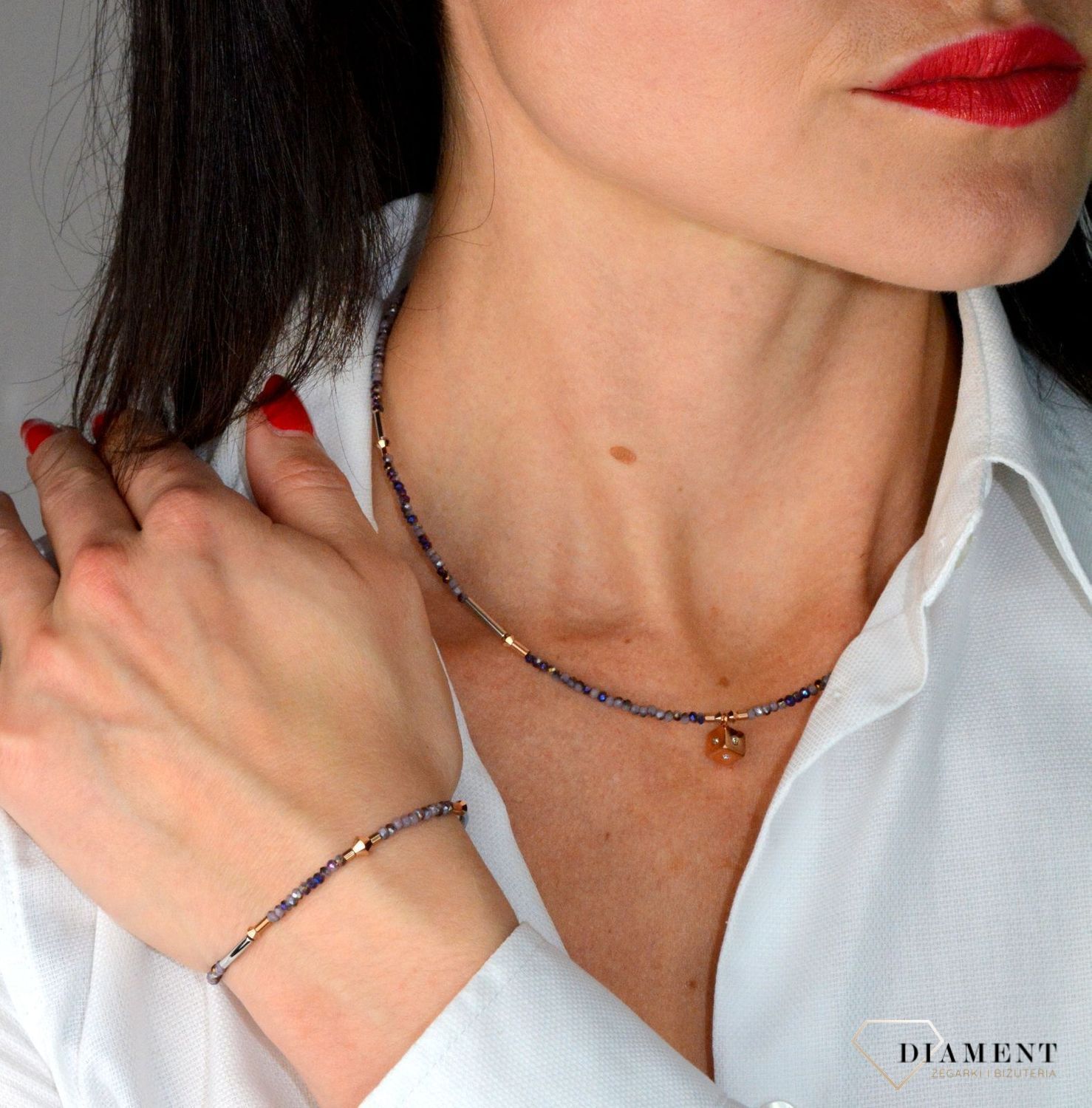 Bransoletka damska Swarovski Coeur De Lion kryształowe ametystowo-różowe złoto 5080300846.jpg