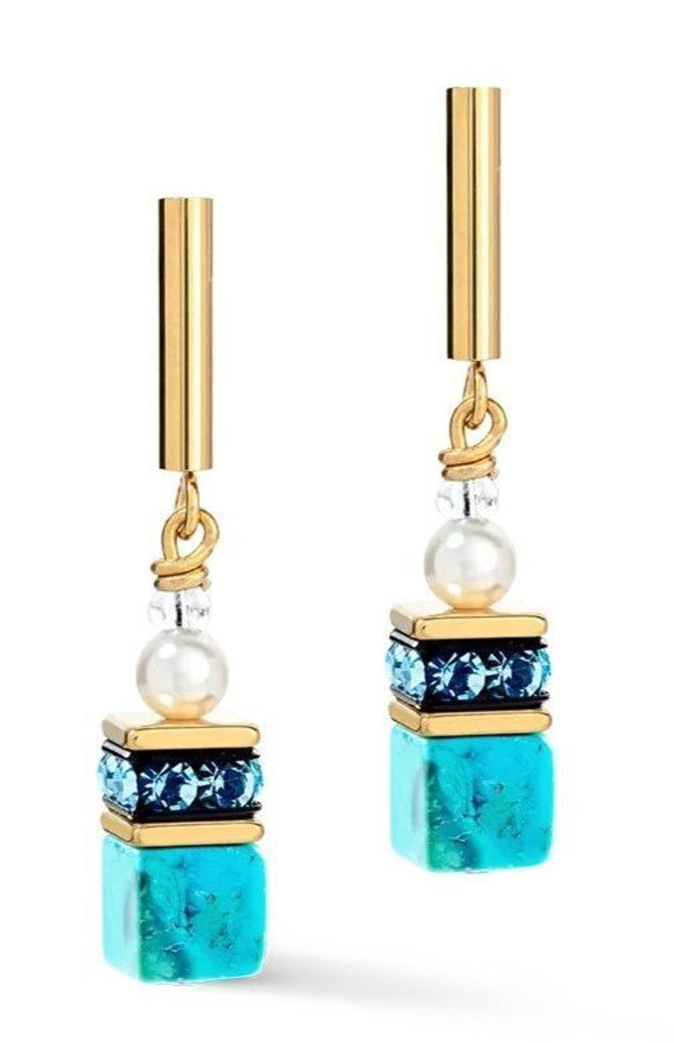 Kolczyki Coeur de Lion GeoCUBE® Precious Fusion Pearls – turkusowe kolczyki damskie (1).jpg