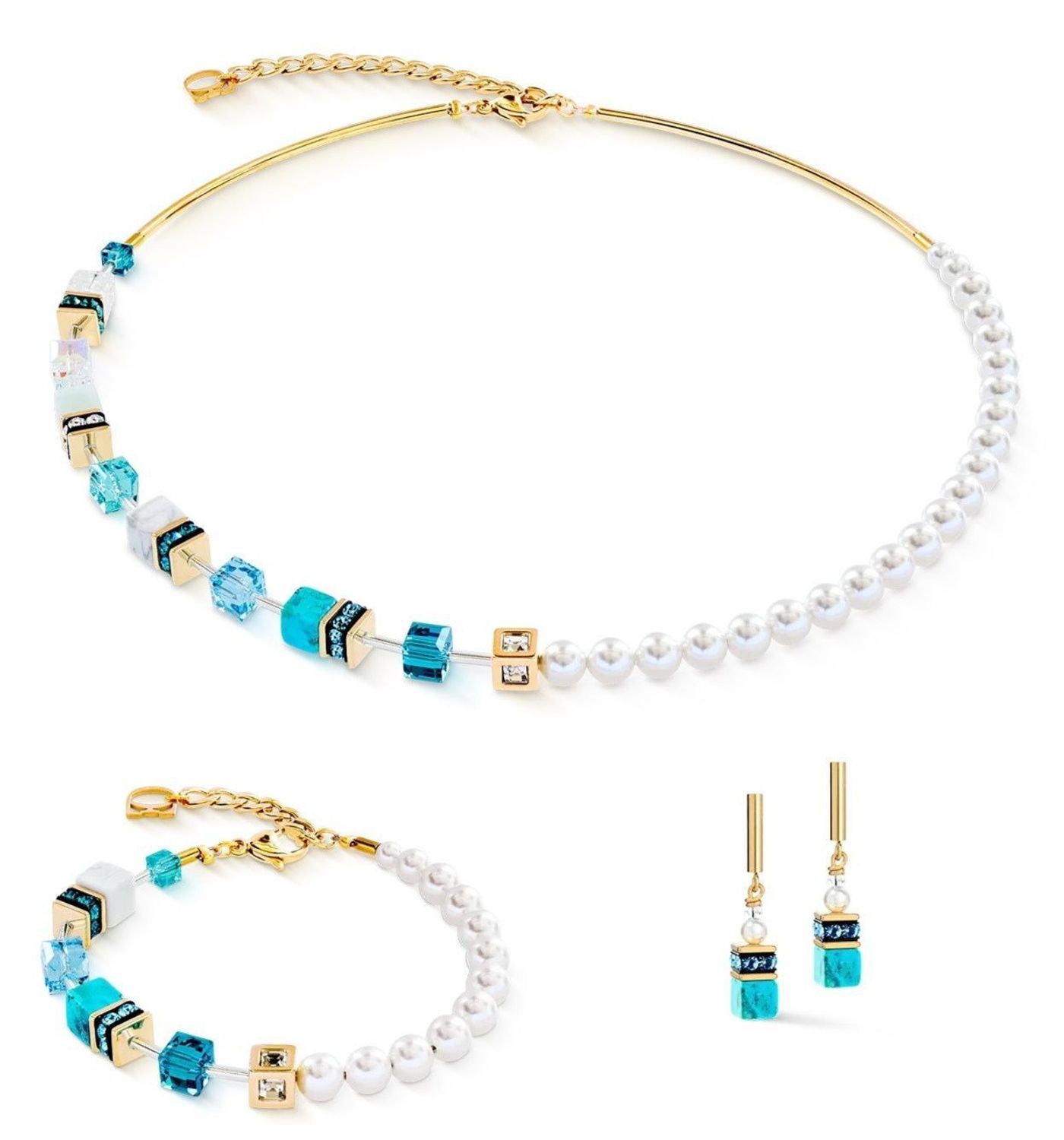 Kolczyki Coeur de Lion GeoCUBE® Precious Fusion Pearls – turkusowe kolczyki damskie (1).jpg