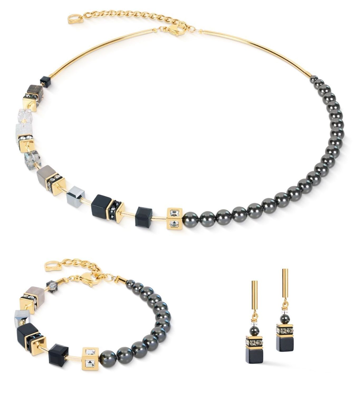 Kolczyki damskie Coeur de Lion 5086211216 GeoCUBE® Precious Fusion Pearls Antracytowe Glow (1).jpg