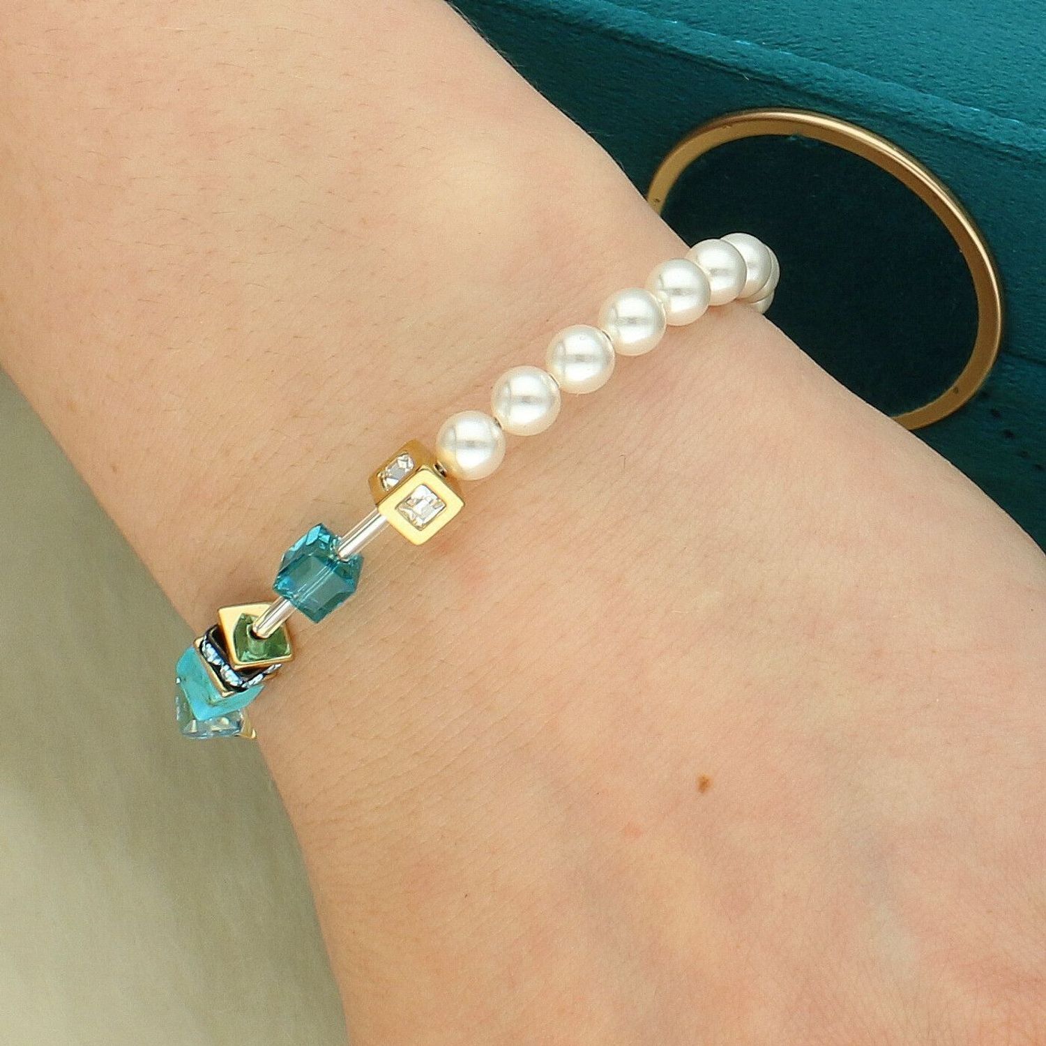 Bransoletka Coeur de Lion GeoCUBE® Precious Fusion Pearls Turquoise – turkusowa bransoletka damskaf (2).jpg