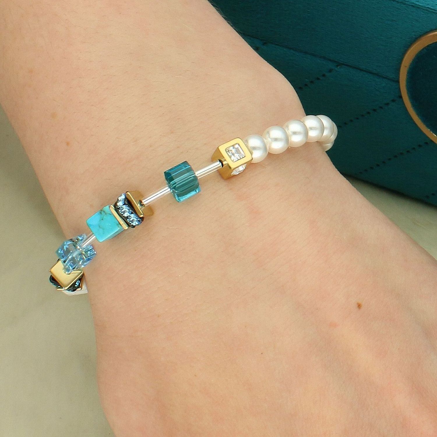 Bransoletka Coeur de Lion GeoCUBE® Precious Fusion Pearls Turquoise – turkusowa bransoletka damskaf (2).jpg