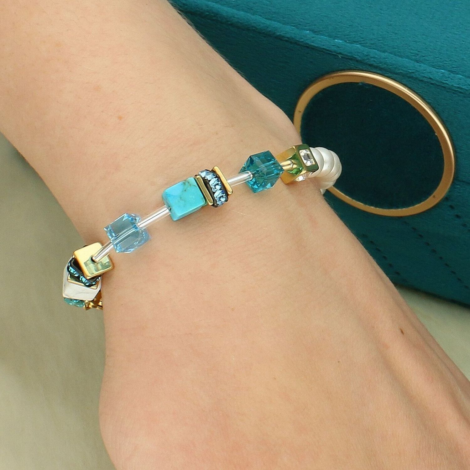 Bransoletka Coeur de Lion GeoCUBE® Precious Fusion Pearls Turquoise – turkusowa bransoletka damskaf (2).jpg