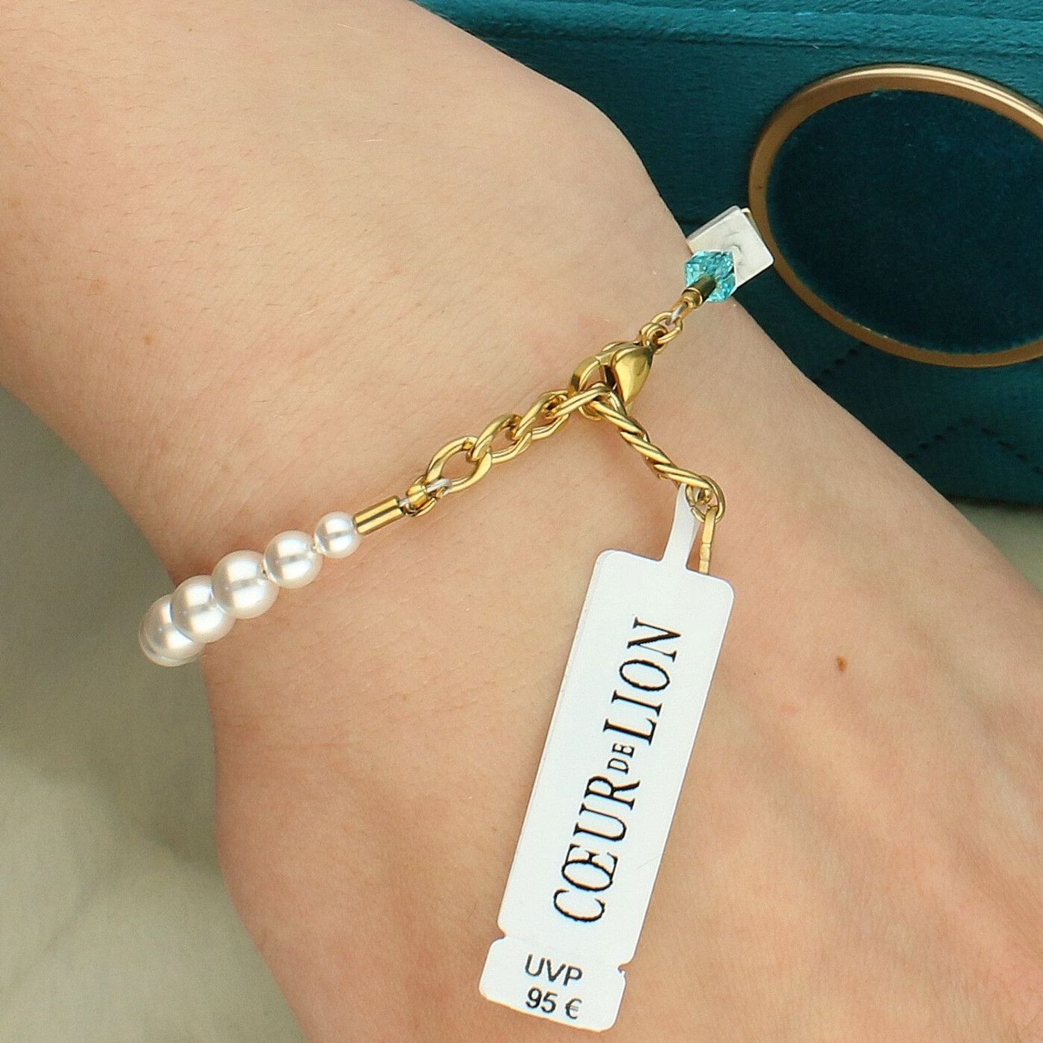 Bransoletka Coeur de Lion GeoCUBE® Precious Fusion Pearls Turquoise – turkusowa bransoletka damskaf (2).jpg