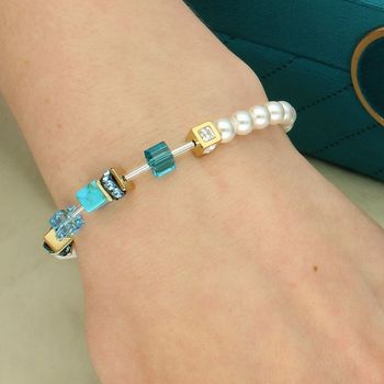 Bransoletka Coeur de Lion GeoCUBE® Precious Fusion Pearls Turquoise – turkusowa bransoletka damska perły.jpg