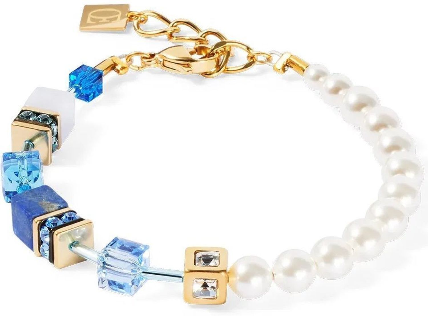 Bransoletka damska Coeur De Lion Lapis lazuli, Chalcedon, Kryształowa perła, Kryształy Swarovski 508630-0716. ✨ Bransoletka Coeur De Lion – GeoCUBE® Precious Fusion Pearls w Kolorze Niebieskim 💙💎1.jpg