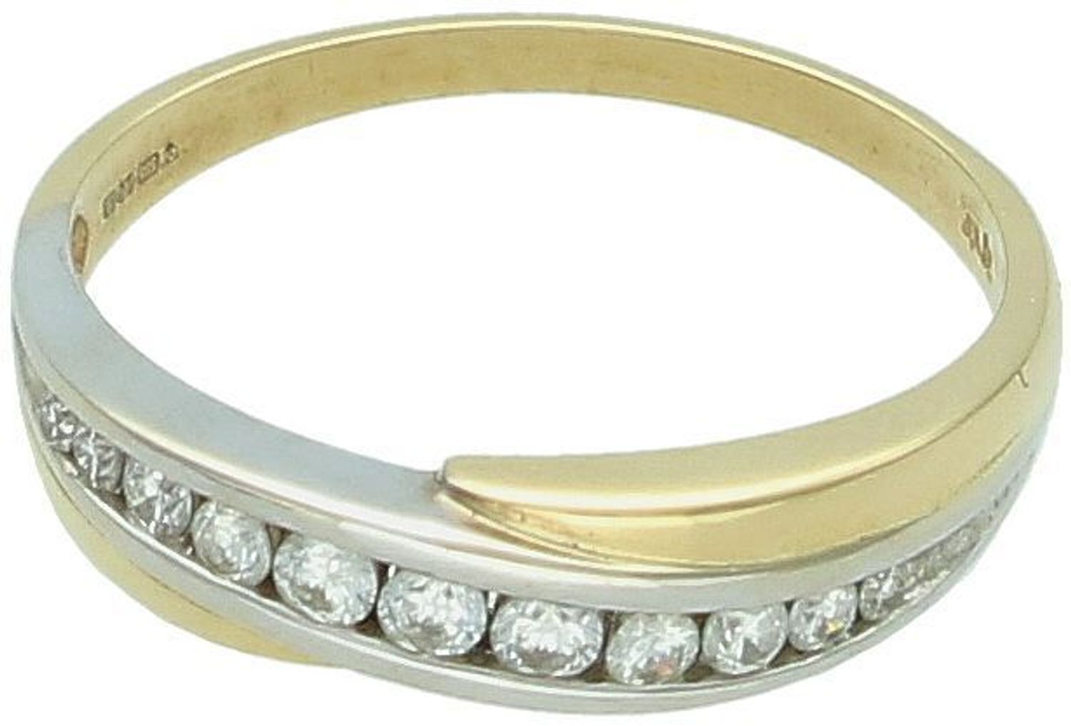 Złoty pierścionek z brylantam  Żółte i białe złoto 585 – klasyczna elegancja  50H17.jpg