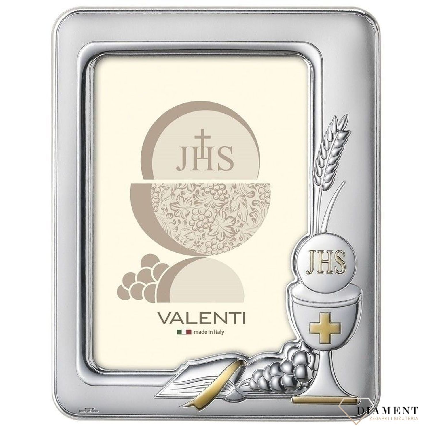 Wyjątkowa ramka na I Komunię Świętą z motywem komunijnym tzn. z kielichem eucharystycznym i hostią pozłacane oraz posrebrzane. Wyjątkowa ozdoba dziecięcego pokoju..jpg