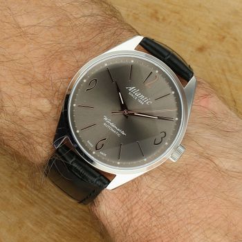 Zegarek Męski Automatyczny 40 mm – Szara Tarcza, Skórzany Pasek, Sellita SW200-1 (2).jpg