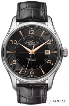 Zegarek Atlantic Worldmaster Automatic - męski 55750.41.65R. Czarna kolorystyka przecięta elementami złota to wyróżnik męskiego modelu z serii Worldmaster - Atlantic 55750.41.95R..webp