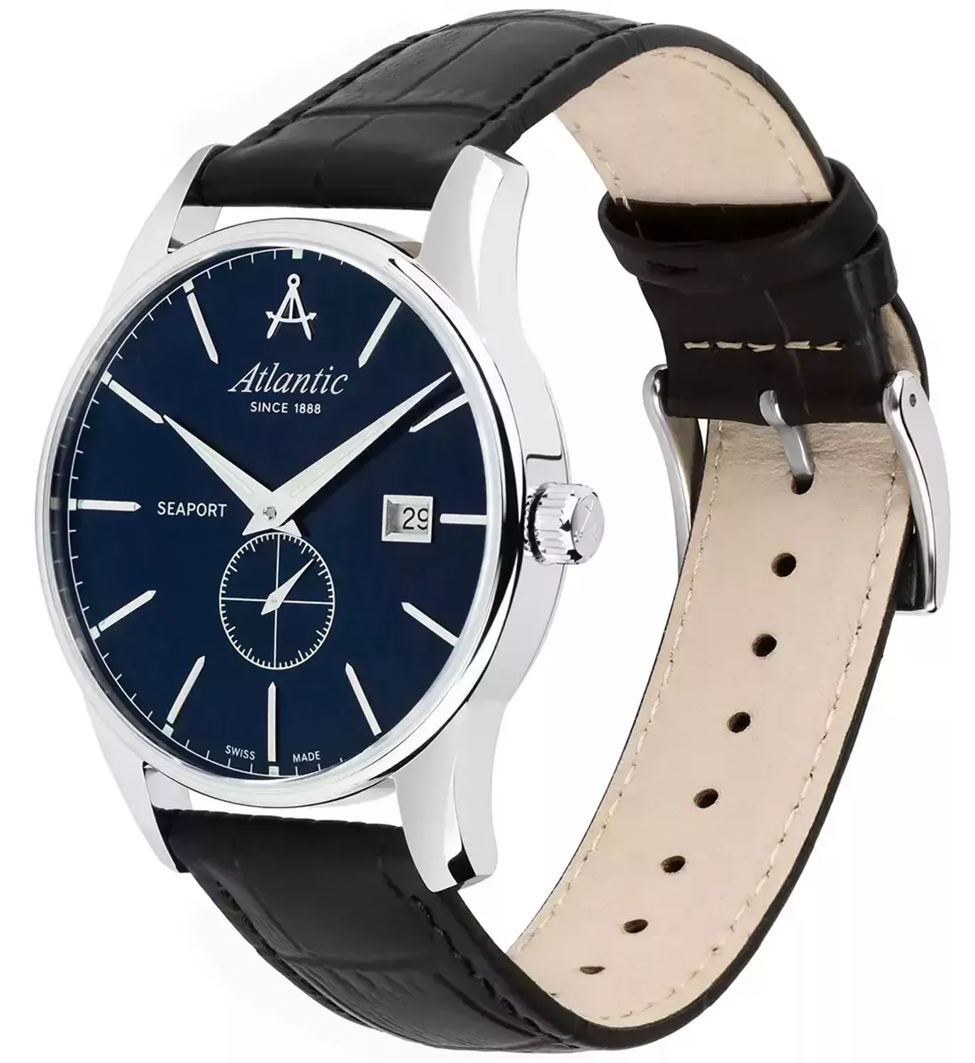 Zegarek Atlantic Classic Sapphire Seaport męski 56352.41.51 wyposażony jest w kwarcowy mechanizm, zasilany za pomocą baterii. Posiada bardzo wysoką dokładność mierzenia czasu 0 sekund w przeciągu 30 dni.1.webp