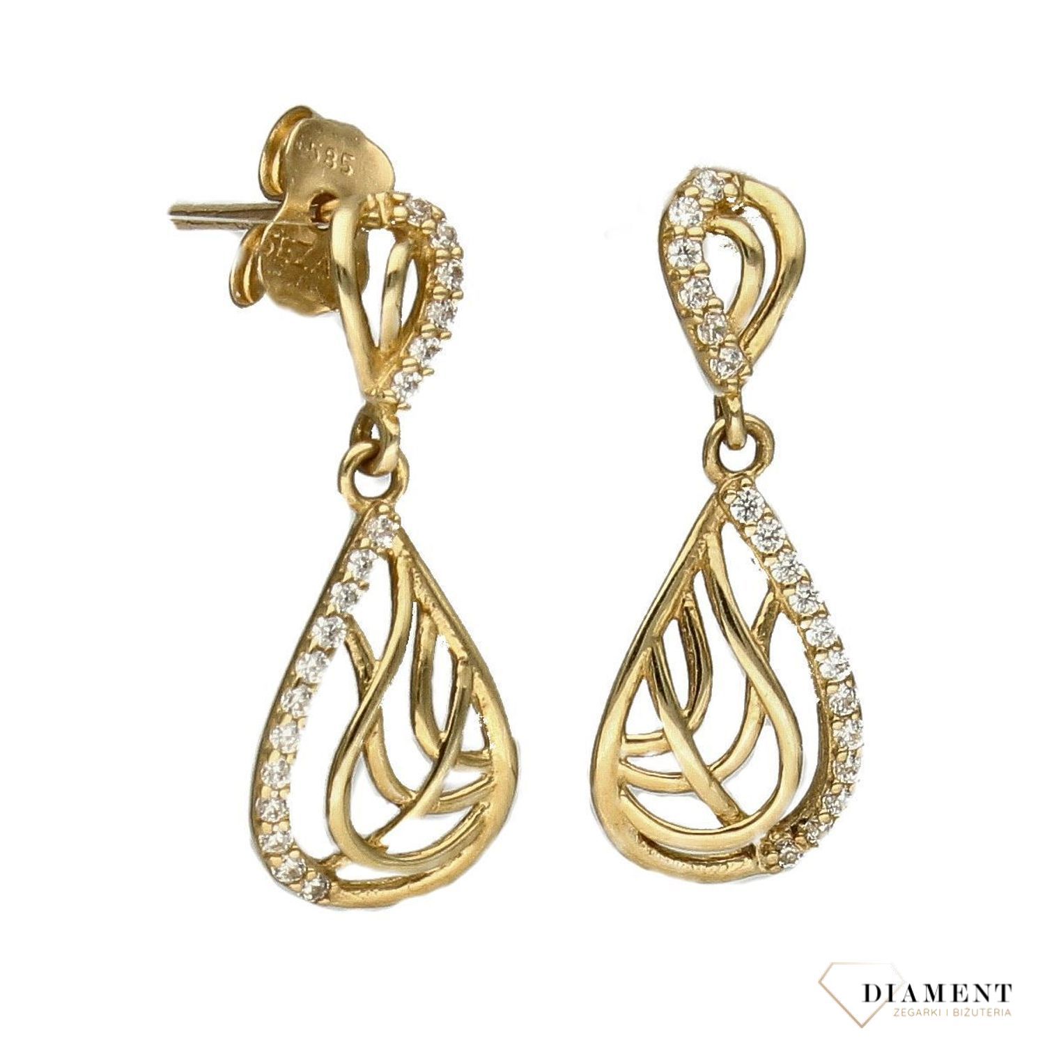Kolczyki złote próby 585 wiszące z cyrkoniami  5732-FCZ.jpg
