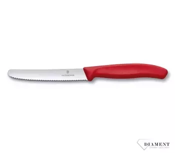 Nóż stołowy i nóż do pomidorów Victorinox czerwony 6.7831. Nóż kuchenny. Nóż do kuchni kolorowy. Nóż do warzyw i owoców. Nóż z ząbkami. Tani nóż. Szwajcarski nóż. Dobry nóż..webp