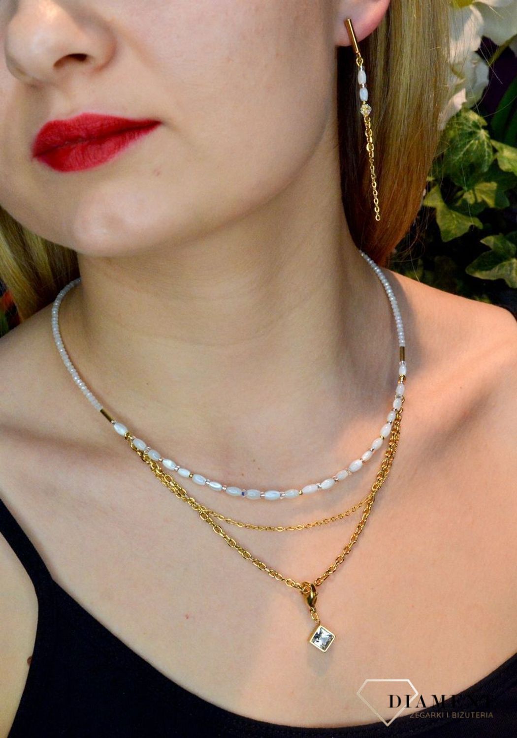 Naszyjnik damski Swarovski Coeur De Lion perła 6005101416. potrójny naszyjnik.  Biżuteria idealna zarówno na eleganckie, jak i niezobowiązujące okazje, naszyjnik  z połyskujących kryształów Swarovski i kamieni9.jpg