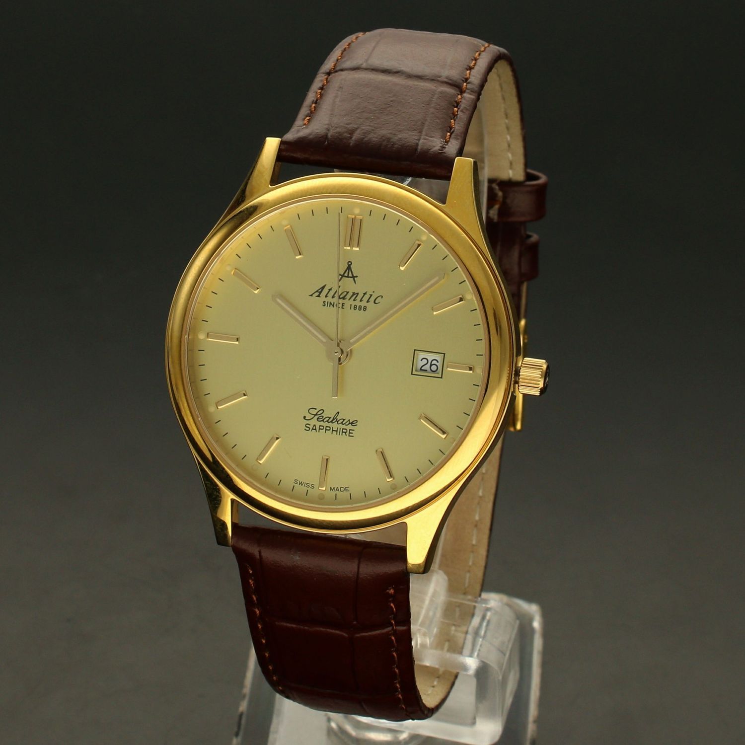 Zegarek męski Atlantic pozłacany na brązowym pasku Seabase 60342.45 (1).jpg