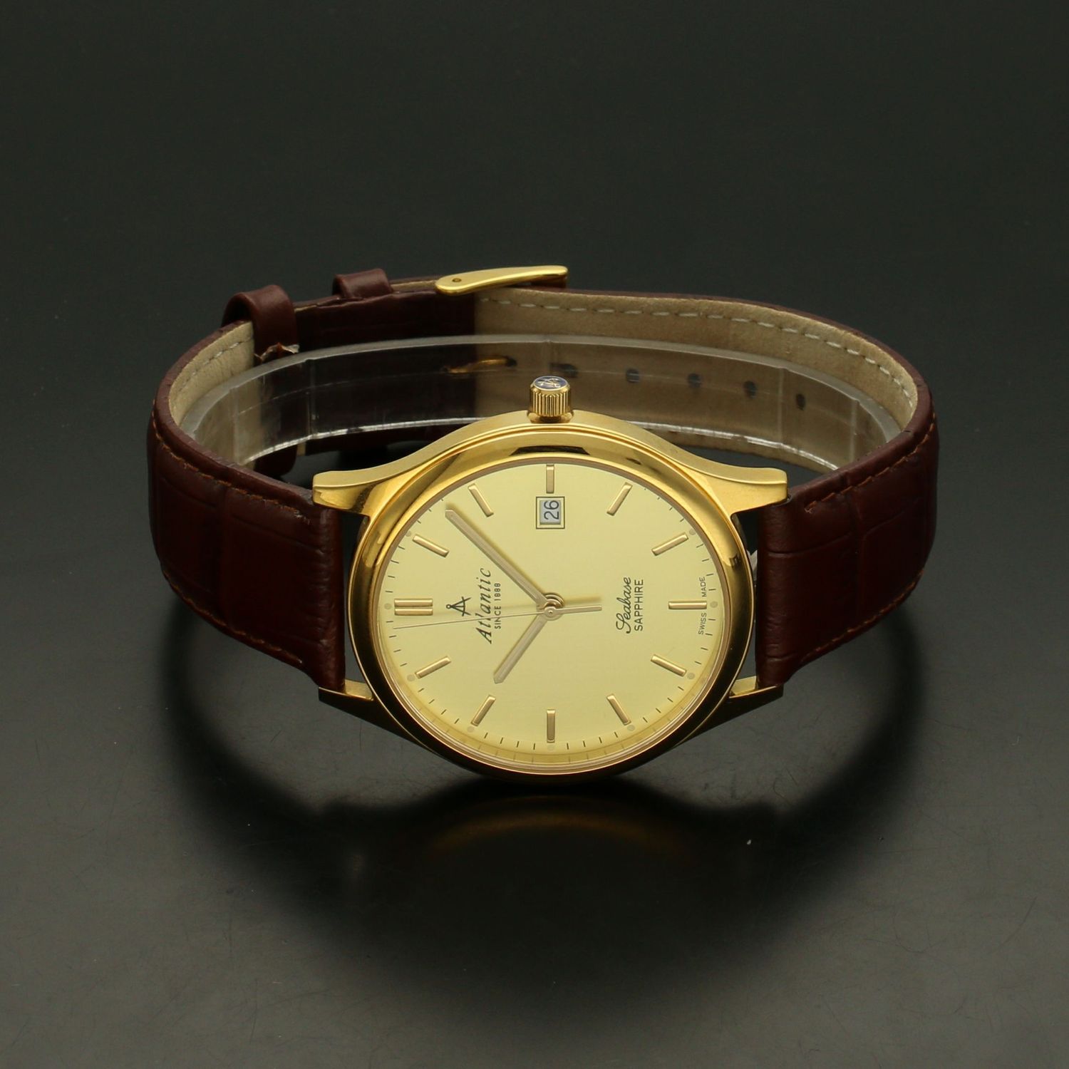 Zegarek męski Atlantic pozłacany na brązowym pasku Seabase 60342.45 (1).jpg