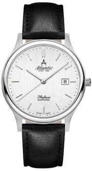 Zegarek męski Atlantic Seabase Classic Sapphire 60343.41.21. Atlantic Seabase 60343.41.21 to niezwykle elegancki zegarek o wyprofilowaych bokach koperty i eleganckim skórzanym pasku. Męski zegarek elegancki dla mężczyzny. Idealny zegarek na pre.jpg
