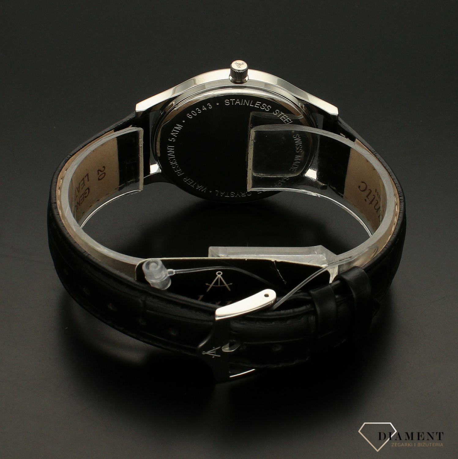 Zegarek męski Atlantic Seabase Classic Sapphire 60343.41.21. Atlantic Seabase 60343.41.21 to niezwykle elegancki zegarek o wyprofilowaych bokach koperty i eleganckim skórzanym pasku. Męski zegarek elegancki dla mężczyzny. Idealny zegarek na pre.jpg