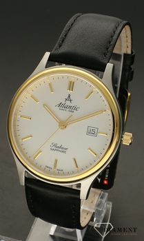Zegarek męski na pasku Atlantic Seabase 60343.43.21 to niezwykle elegancki zegarek o wyprofilowaych bokach koperty i eleganckim skórzanym pasku. Męski zegarek elegancki dla mężczyzny. Idealny zegarek na prezent (4).jpg
