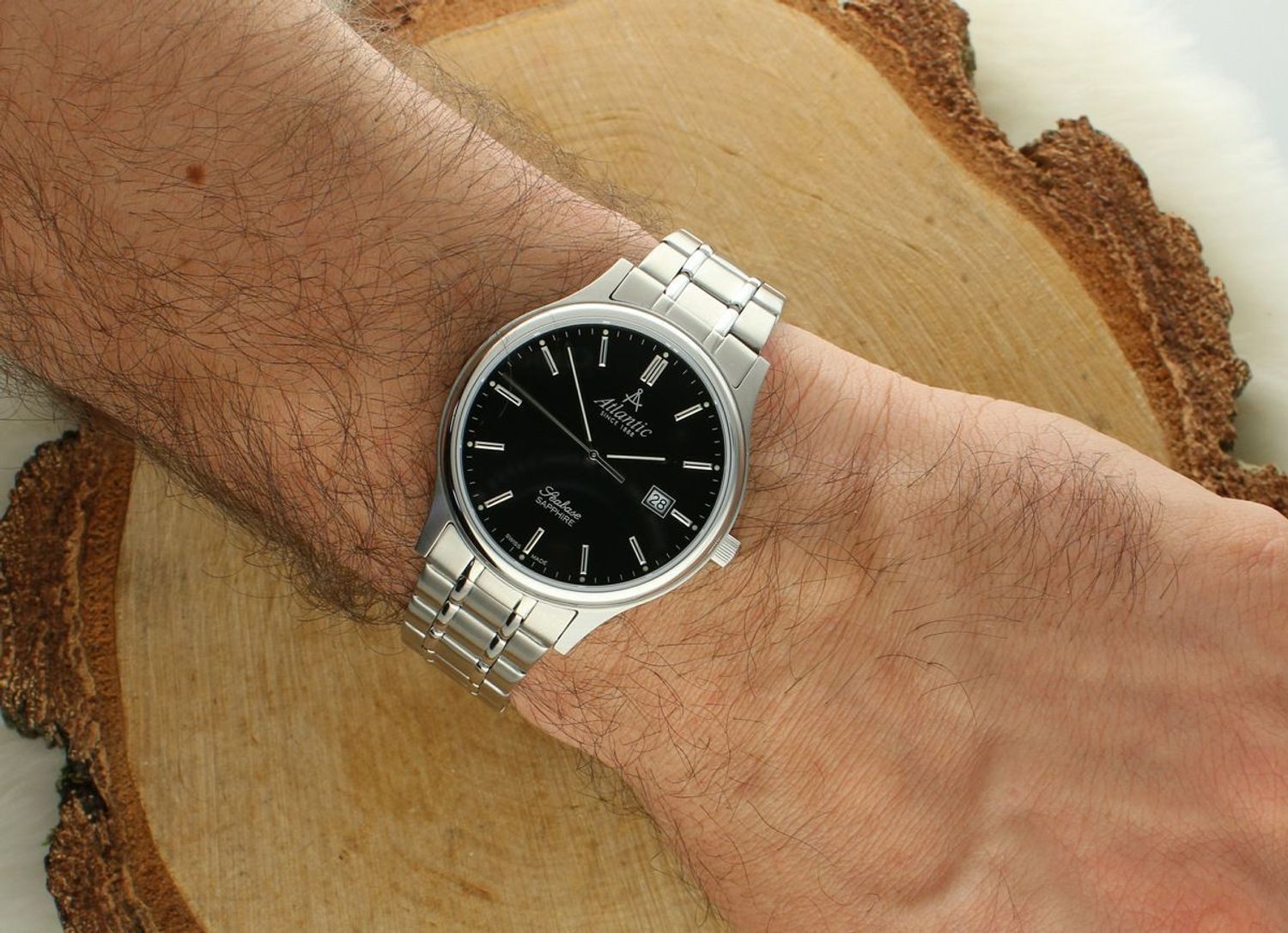 Zegarek męski Atlantic Seabase 60348.41.61. Zegarek męski klasyczny. Szwajcarski zegarek męski. Męski zegarek na prezent. Męski zegarek z czarną tarczą. POmysł na prezent..jpg