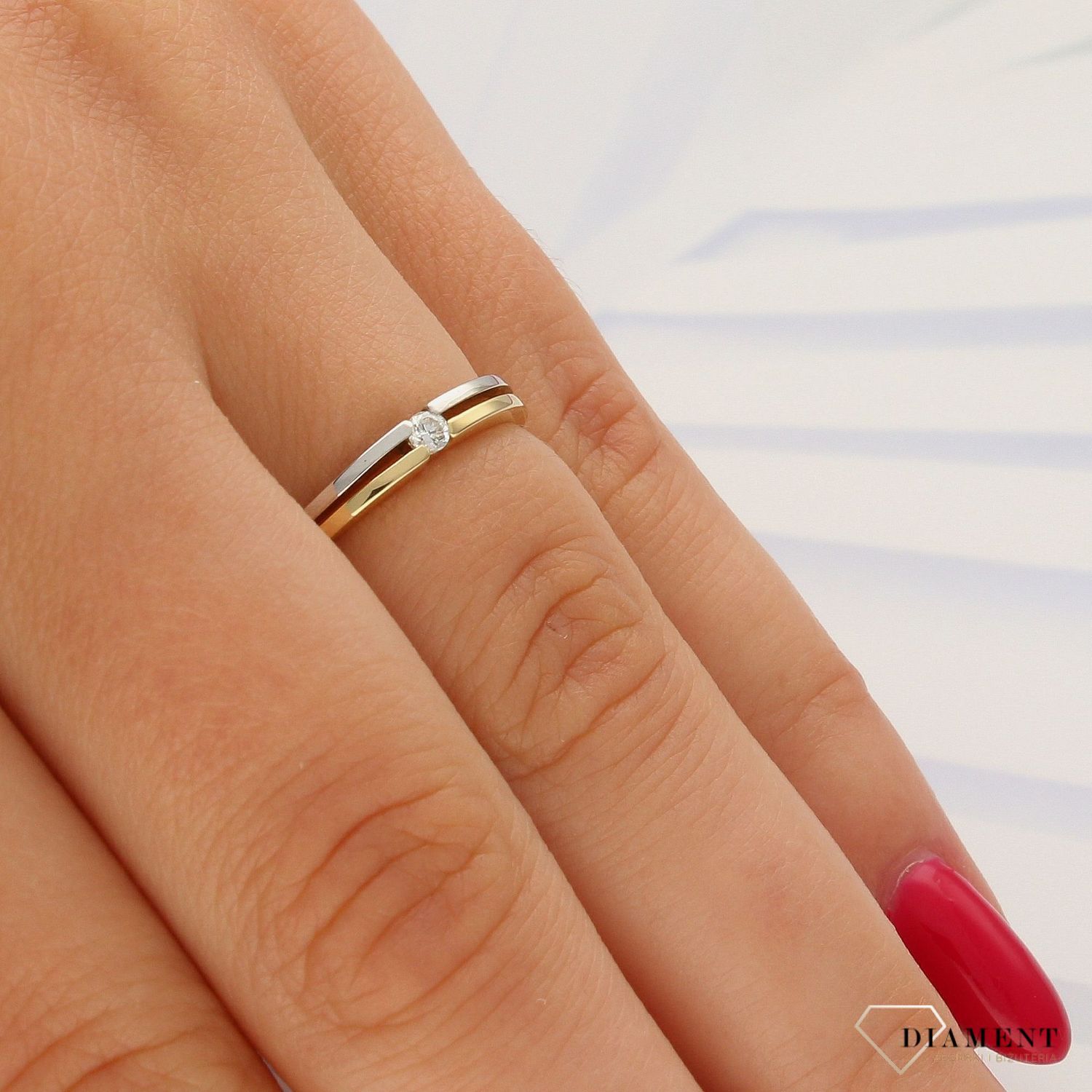 Pierścionek złoty DIAMENT żółte i białe złoto, diament, obrączka 606R455056512.jpg