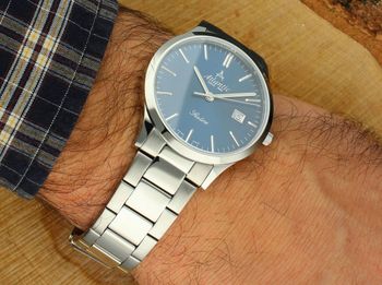 Elegancki zegarek męski Atlantic Sealine 62346.41.51 z mechanizmem kwarcowym, niebieską tarczą, stalową bransoletą i szafirowym szkłem odporne na zarysowania.3.jpg