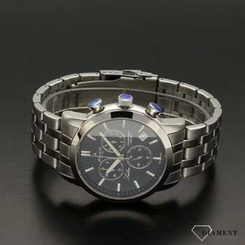 Zegarek męski ze stalową kopertą i bransoletą. Zegarek posiada męską, niebieską tarcze pasującą do każdej męskiej stylizacji. Idealny pomysł na prezent.  (3).jpg