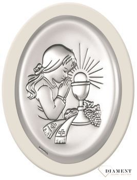 Piękny obrazek srebrny I Komunia Święta- dziewczynka 63421AW.jpg
