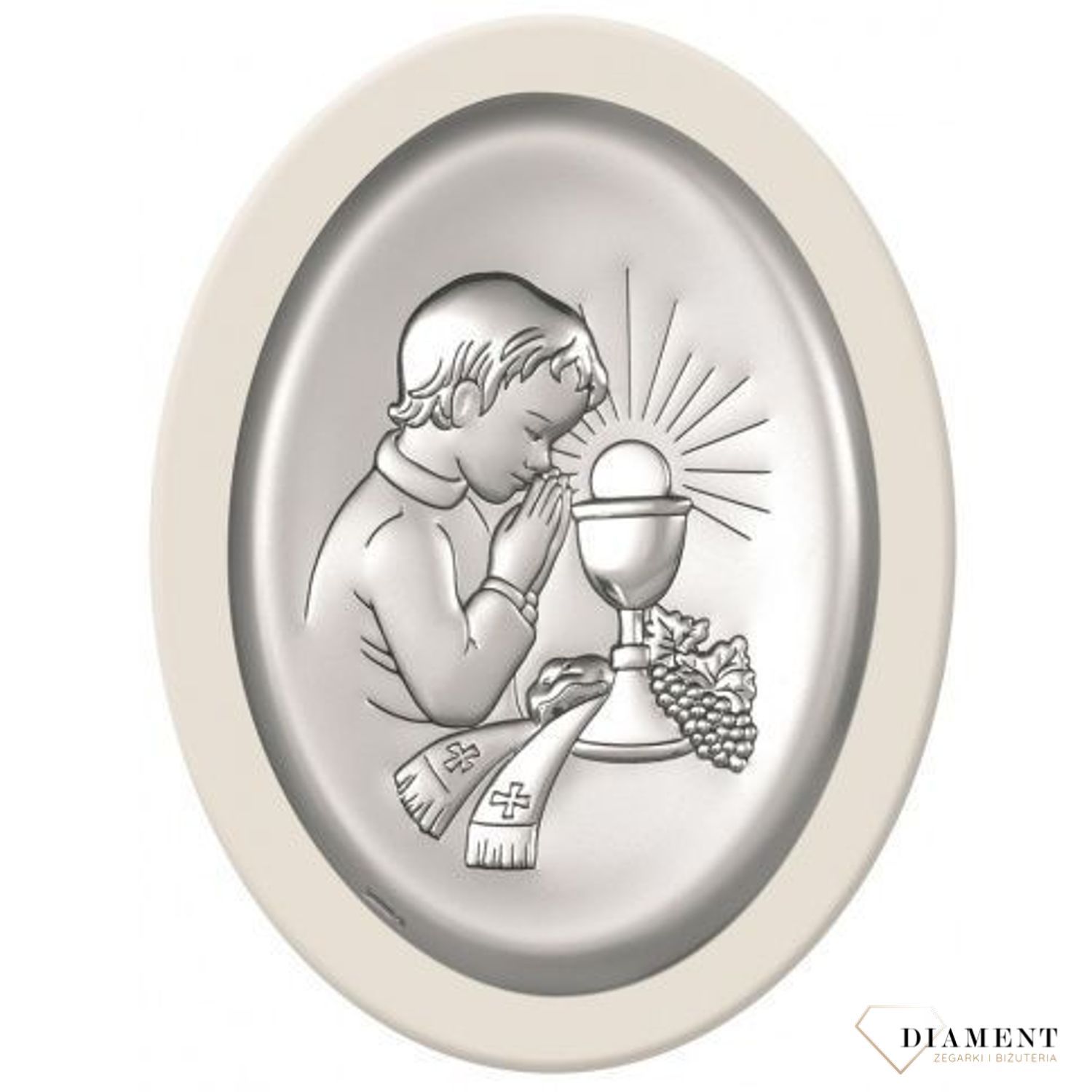 Piękny obrazek srebrny I Komunia Święta- chłopiec..jpg