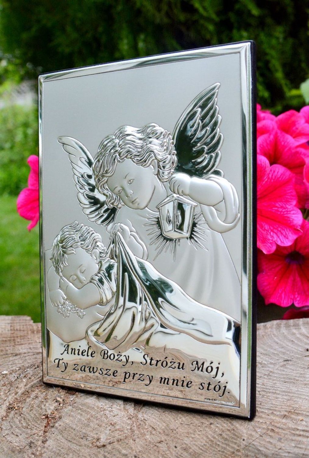 Obrazek srebrny Aniołek czuwający nad dzieciątkiem (2).jpg