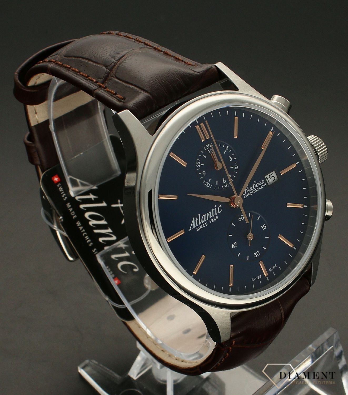 Zegarek męski Atlantic Seabase Chronograph 64452.41.51R. Zegarek męski z funkcją chronografu. Zegarek Atlantic z szafirowym szkłem. Zegarek męski klasyczny i elegancki. Zegarek męski na pasku idealny na prezent..jpg