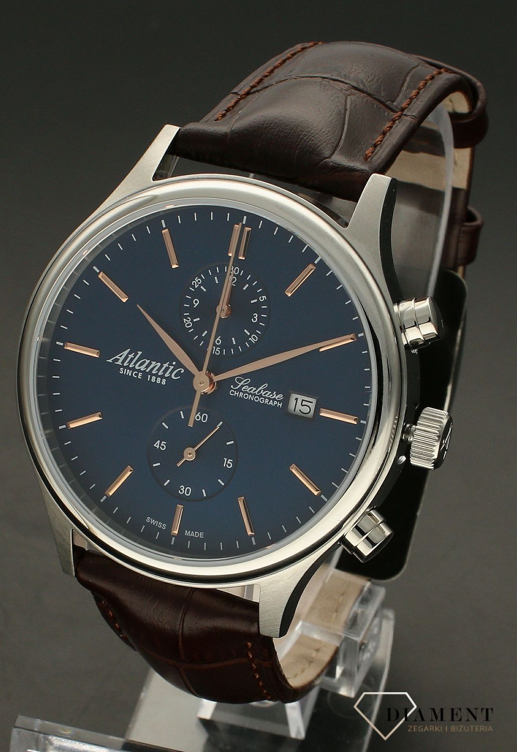 Zegarek męski Atlantic Seabase Chronograph 64452.41.51R. Zegarek męski z funkcją chronografu. Zegarek Atlantic z szafirowym szkłem. Zegarek męski klasyczny i elegancki. Zegarek męski na pasku idealny na prezent..jpg