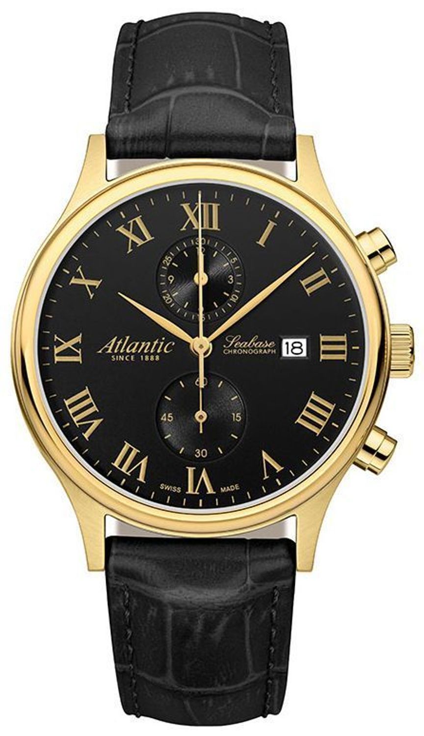 Zegarek Męski Atlantic Seabase Chronograph 64452.45.68 – Złoty, Skórzany Pasek.jpg