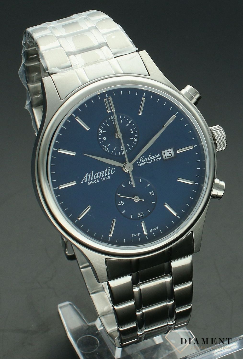 Zegarek męski Atlantic Seabase Chronograph 64457.41.51. Zegarek męski Atlantic. Zegarek męski z chronografem. Zegarek męski Atlantic na bransolecie. Zegarek męski na bransolecie Atlantic idealny na prezent..jpg