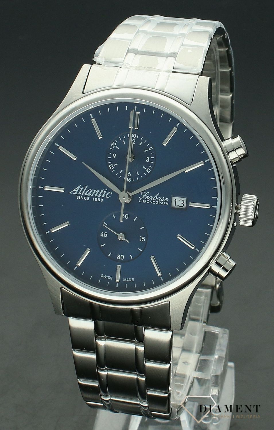 Zegarek męski Atlantic Seabase Chronograph 64457.41.51. Zegarek męski Atlantic. Zegarek męski z chronografem. Zegarek męski Atlantic na bransolecie. Zegarek męski na bransolecie Atlantic idealny na prezent..jpg