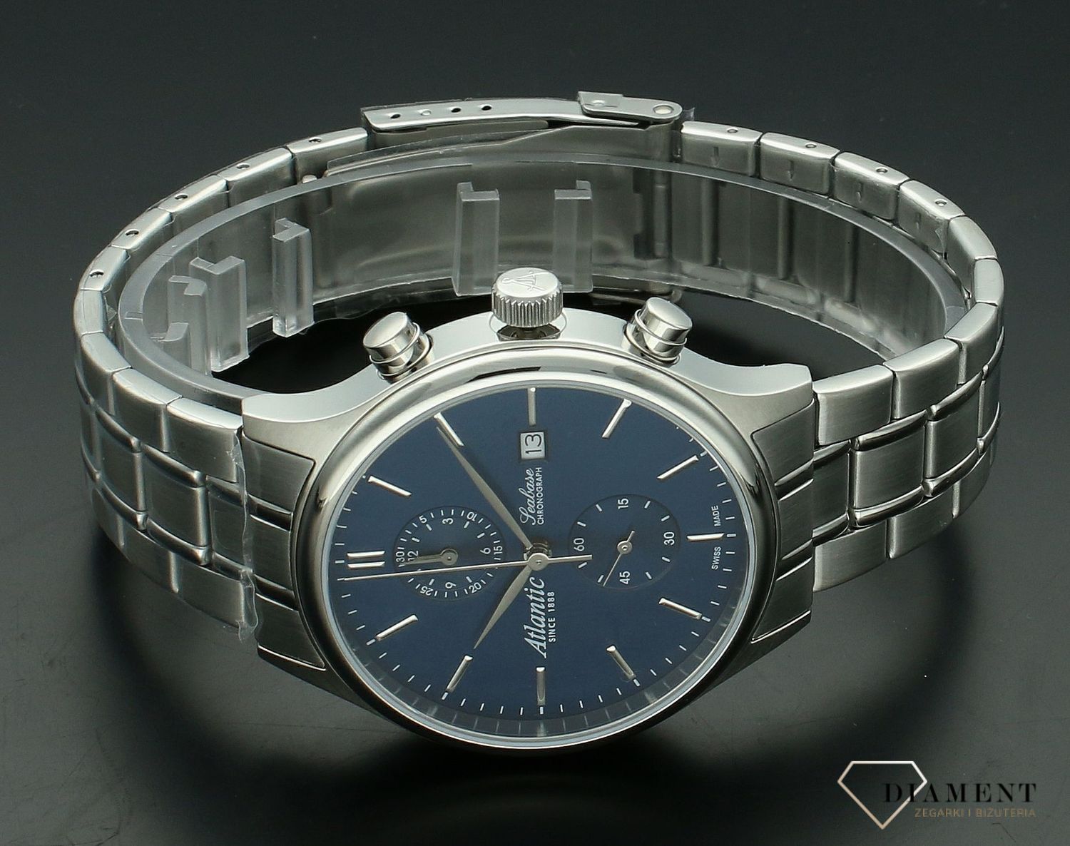 Zegarek męski Atlantic Seabase Chronograph 64457.41.51. Zegarek męski Atlantic. Zegarek męski z chronografem. Zegarek męski Atlantic na bransolecie. Zegarek męski na bransolecie Atlantic idealny na prezent..jpg